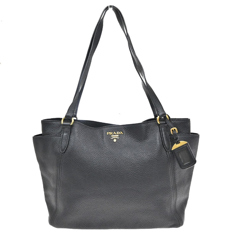 Prada Logo Shoulder Tote Bag Leather