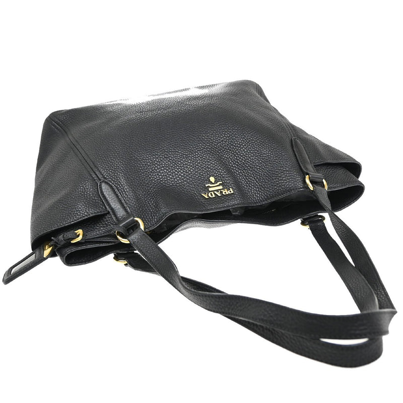 Prada Logo Shoulder Tote Bag Leather