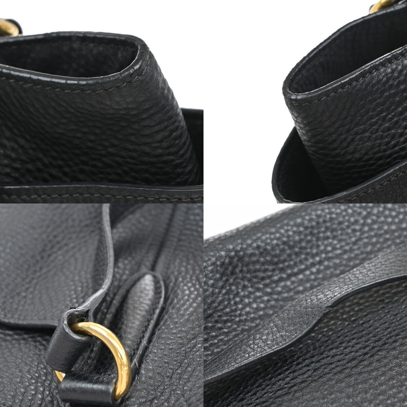 Prada Logo Shoulder Tote Bag Leather