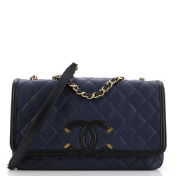 Chanel Filigree Flap Bag Quilted Caviar
