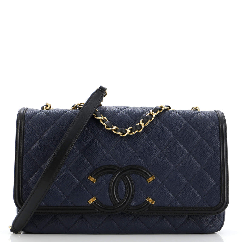 Chanel Filigree Flap Bag Quilted Caviar