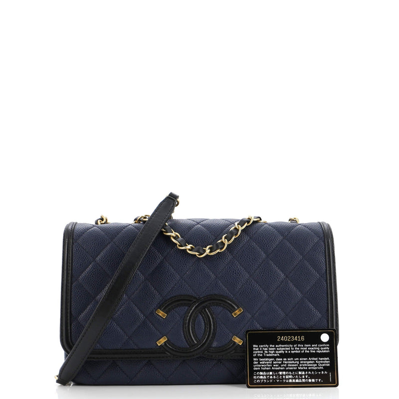 Chanel Filigree Flap Bag Quilted Caviar