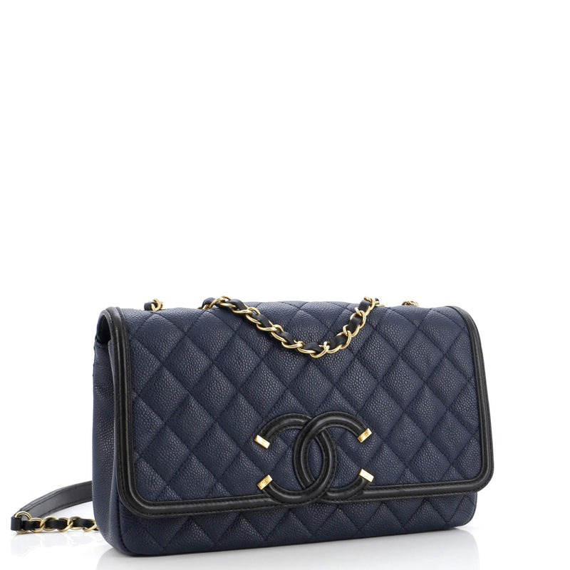 Chanel Filigree Flap Bag Quilted Caviar