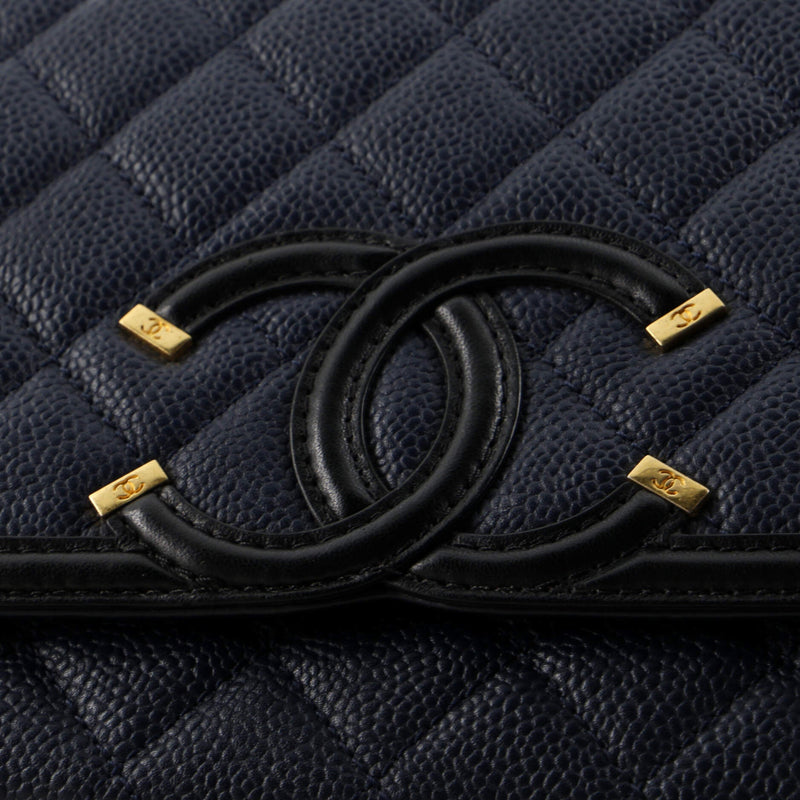 Chanel Filigree Flap Bag Quilted Caviar