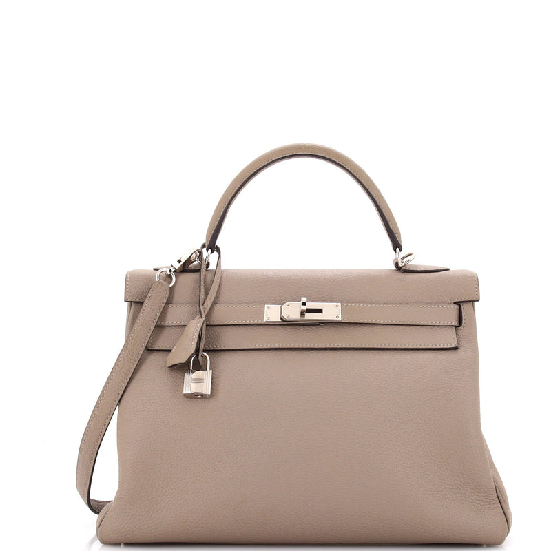 Hermes Kelly Handbag Grey Togo With