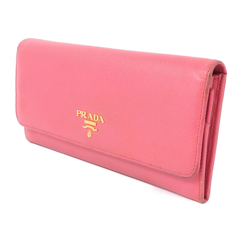 Prada Ghw Long Button Wallet Saffiano