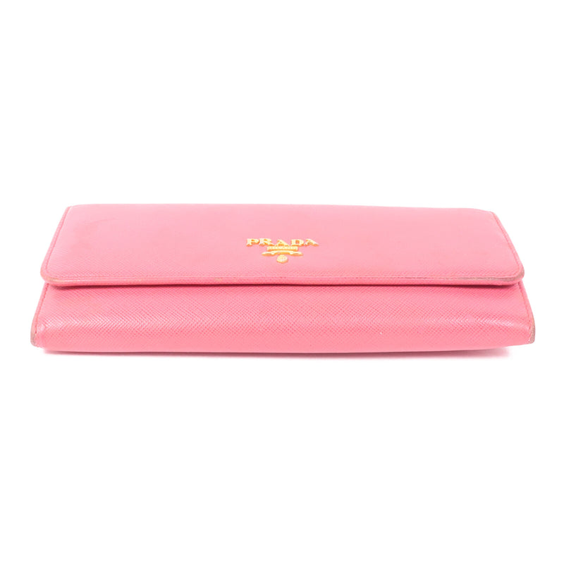 Prada Ghw Long Button Wallet Saffiano