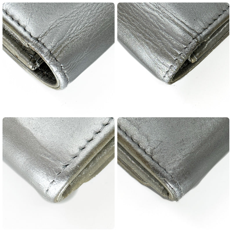 Chanel Airline Flap Long Wallet Silver