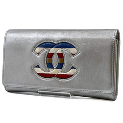 Chanel Airline Flap Long Wallet Silver