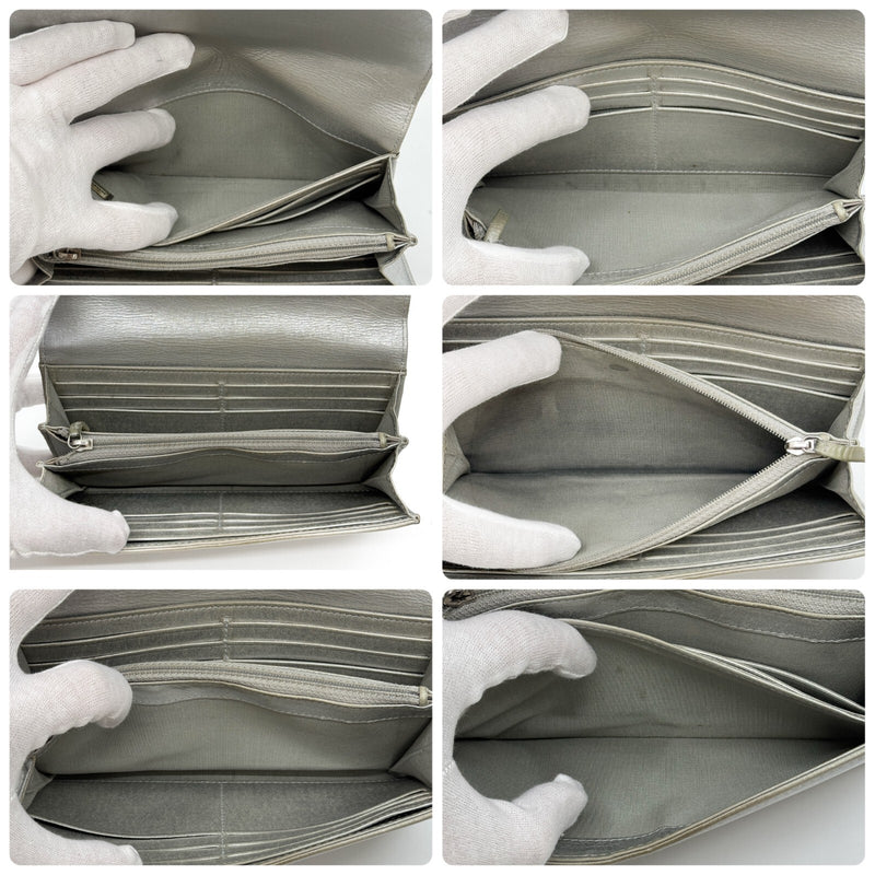 Chanel Airline Flap Long Wallet Silver