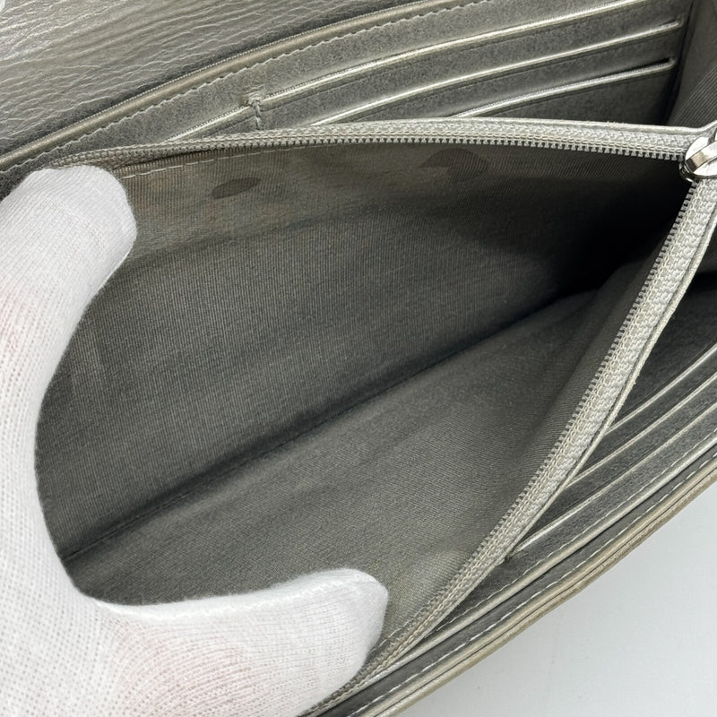 Chanel Airline Flap Long Wallet Silver