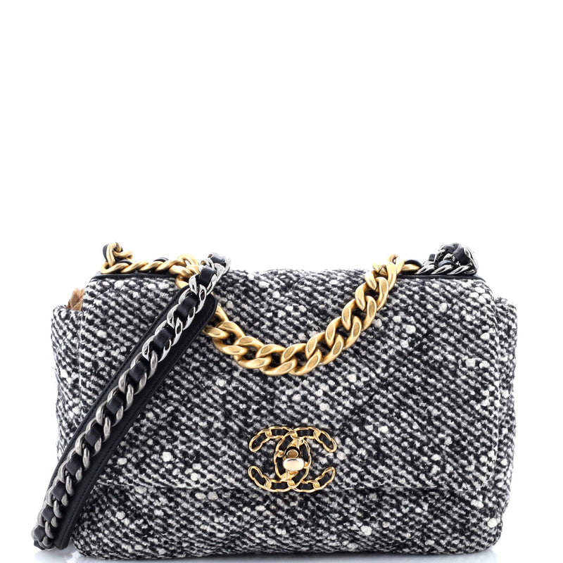 Chanel 19 Flap Bag Quilted Wool Medium