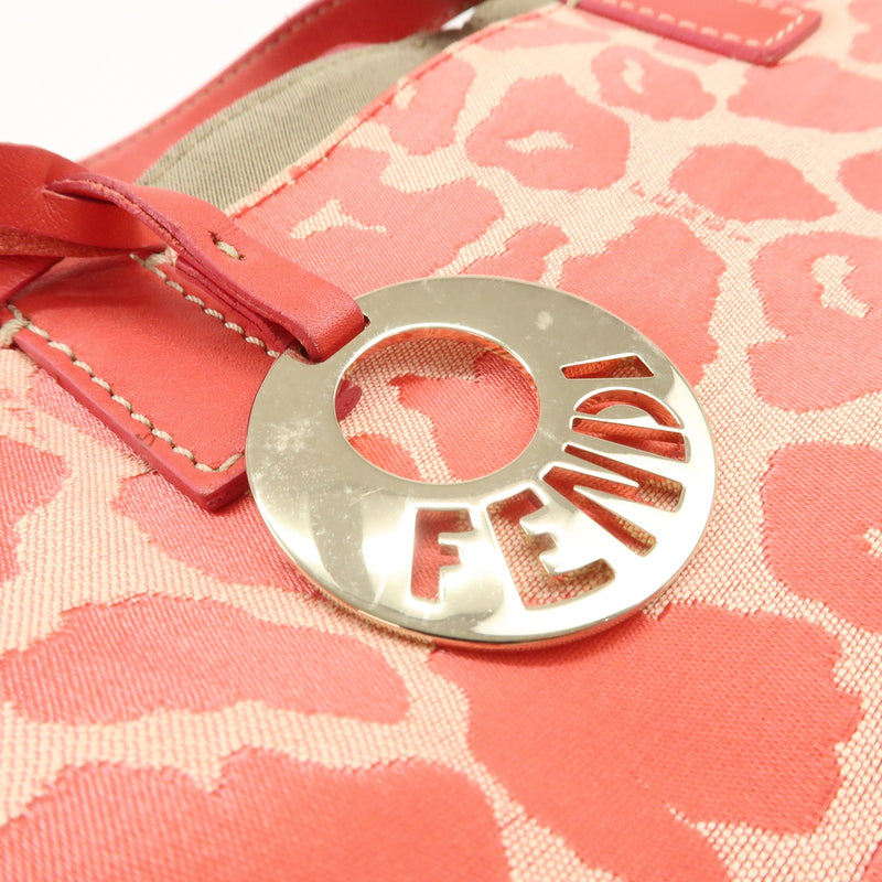 Fendi Canvas Leather Leopard Tote