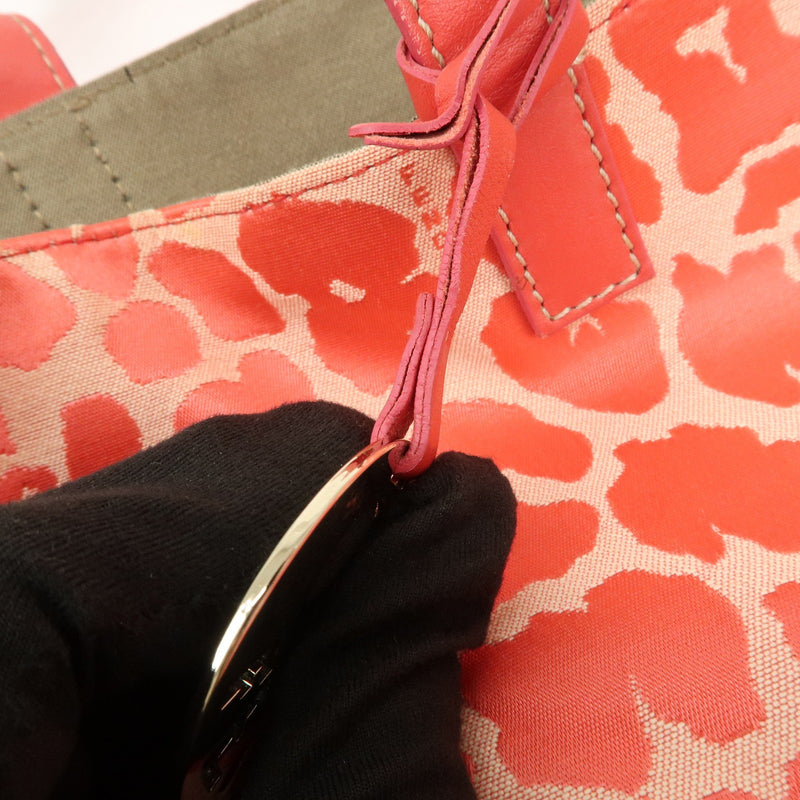 Fendi Canvas Leather Leopard Tote