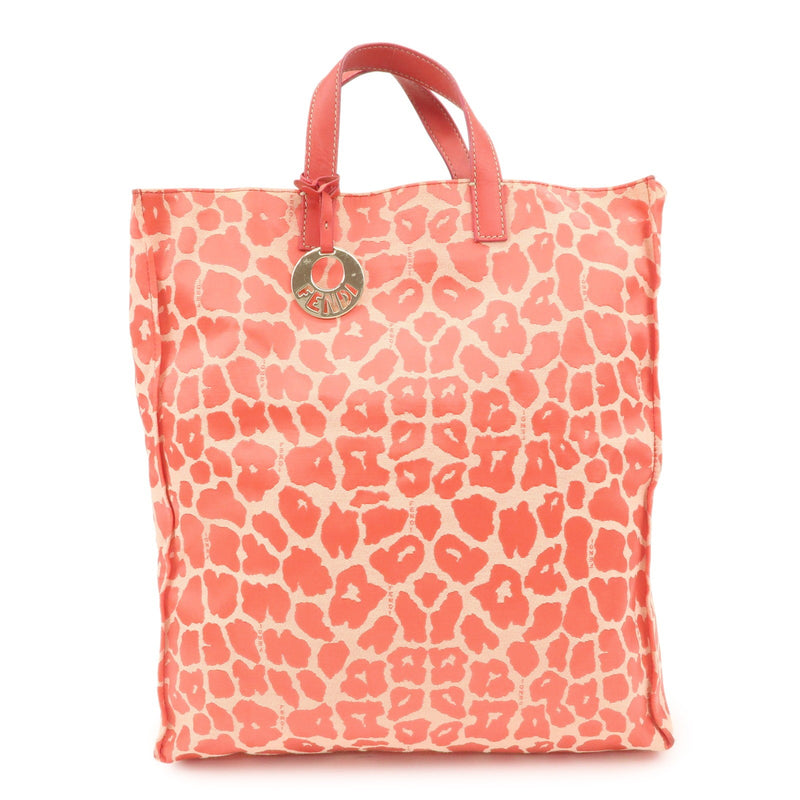 Fendi Canvas Leather Leopard Tote