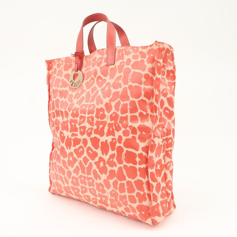 Fendi Canvas Leather Leopard Tote