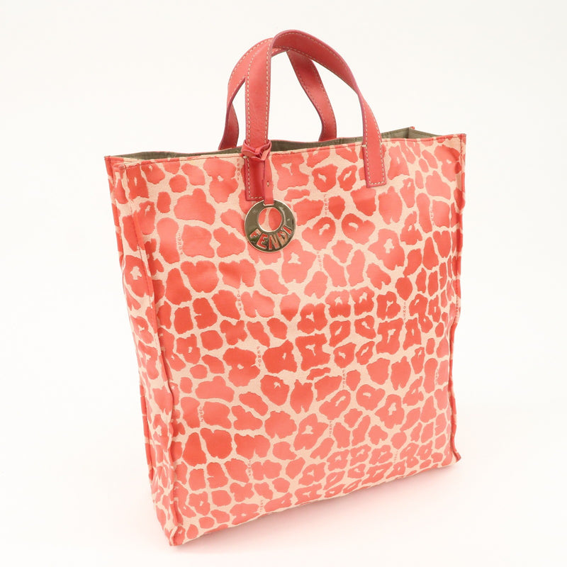 Fendi Canvas Leather Leopard Tote