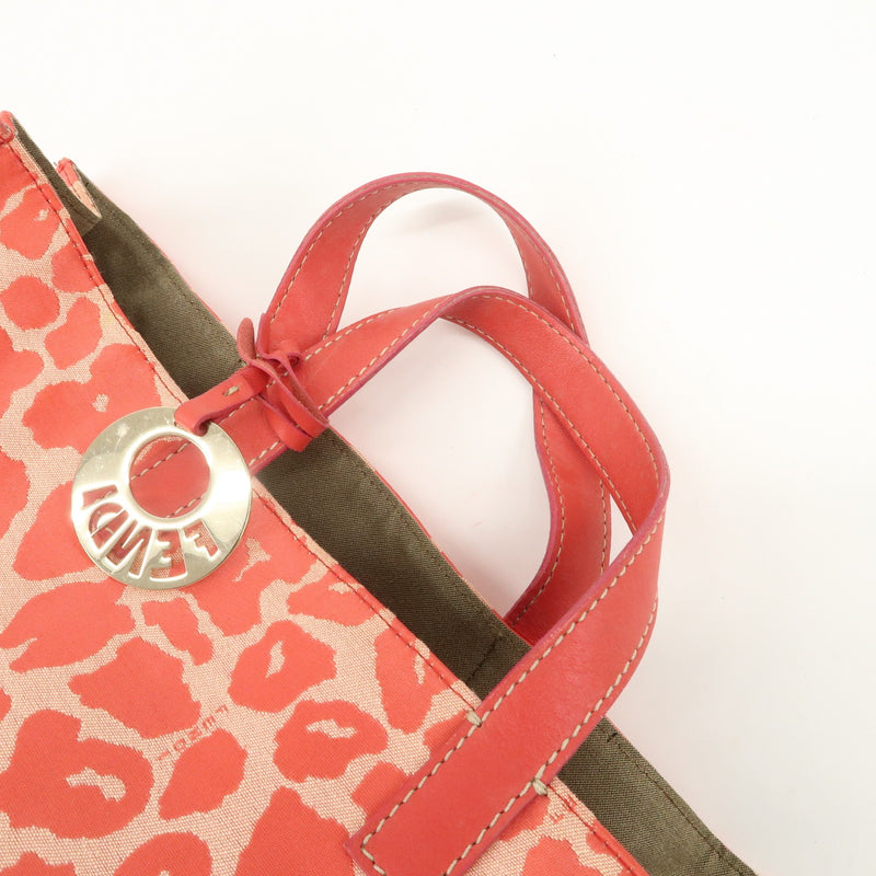 Fendi Canvas Leather Leopard Tote