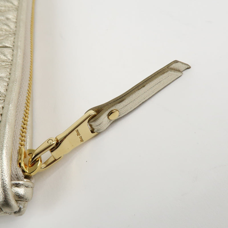 Miu Matelasse Leather Pouch Silk