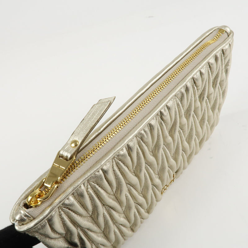 Miu Matelasse Leather Pouch Silk