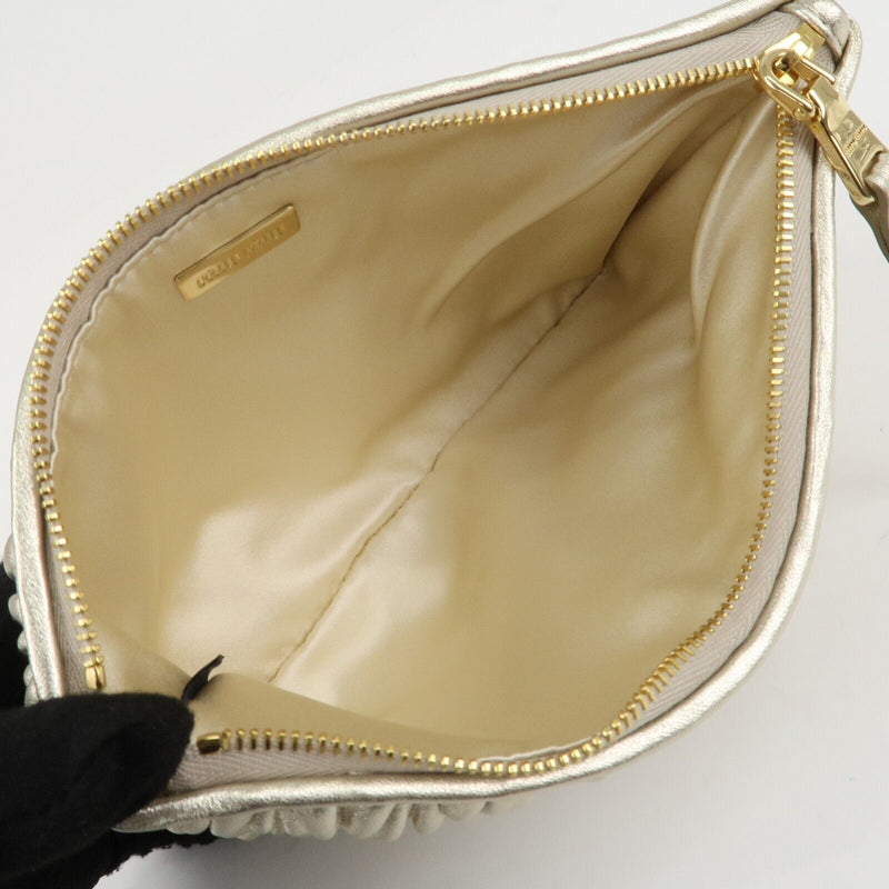 Miu Matelasse Leather Pouch Silk