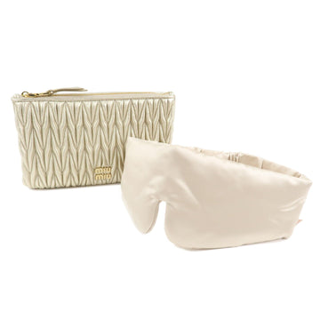Miu Matelasse Leather Pouch Silk