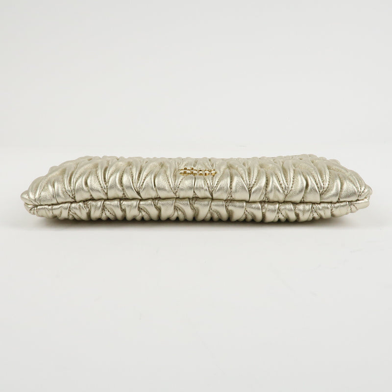 Miu Matelasse Leather Pouch Silk