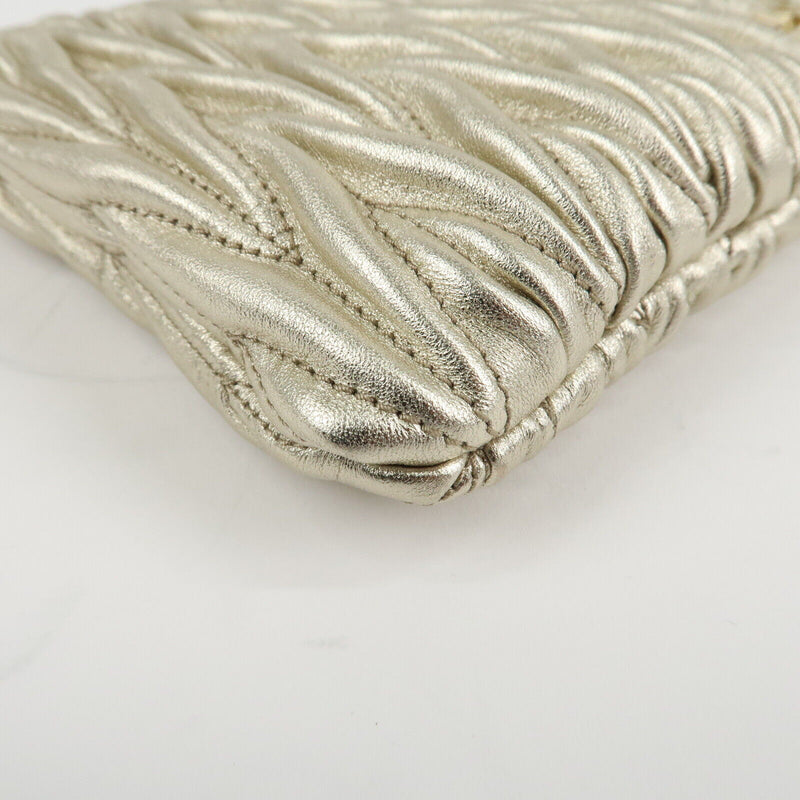 Miu Matelasse Leather Pouch Silk