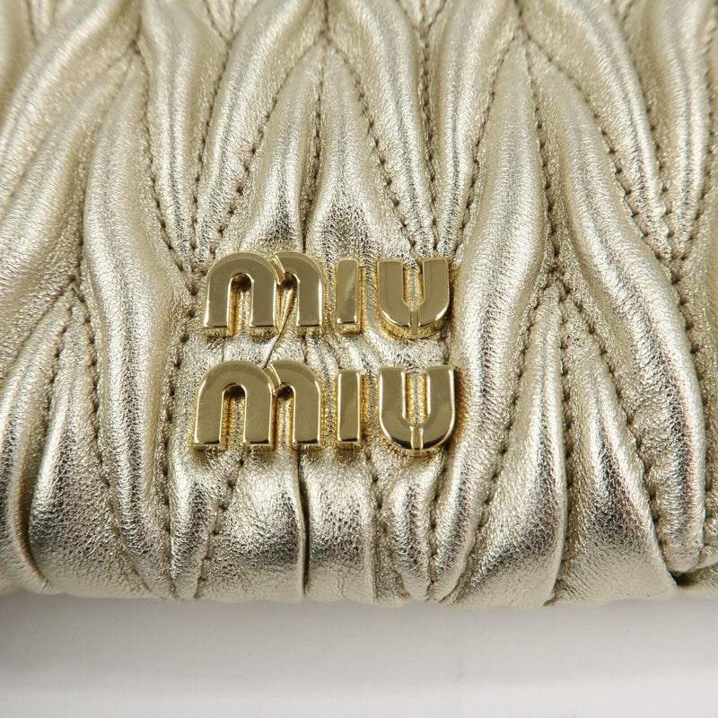 Miu Matelasse Leather Pouch Silk