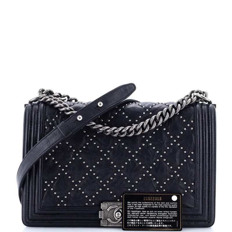 Chanel Boy Flap Bag Studded Quilted