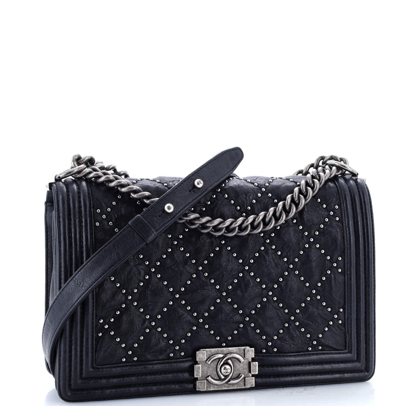 Chanel Boy Flap Bag Studded Quilted