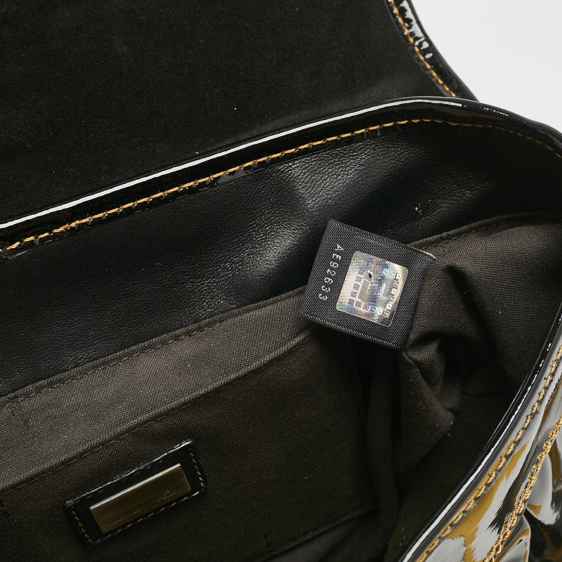 Fendi Black Patent Leather B Shoulder