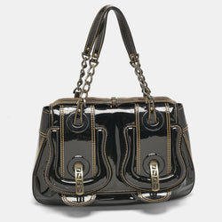 Fendi Black Patent Leather B Shoulder