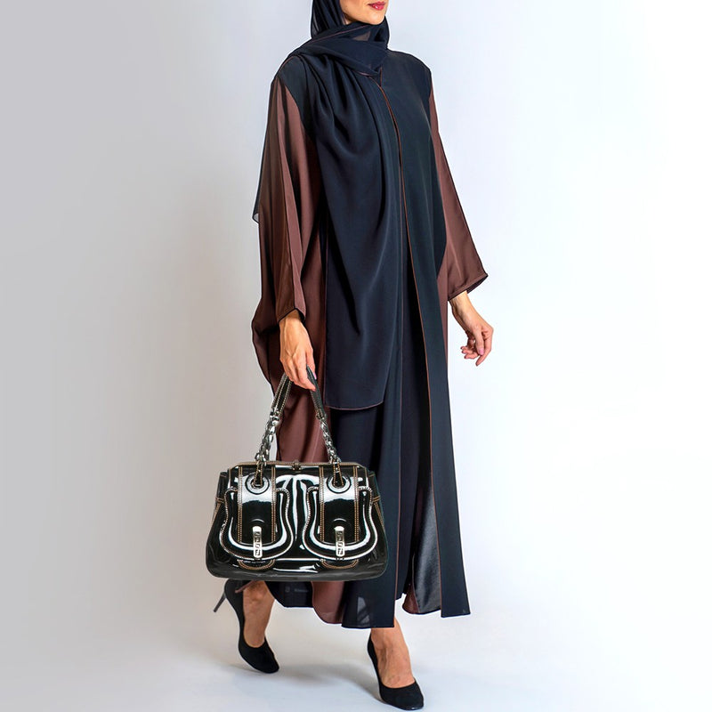 Fendi Black Patent Leather B Shoulder