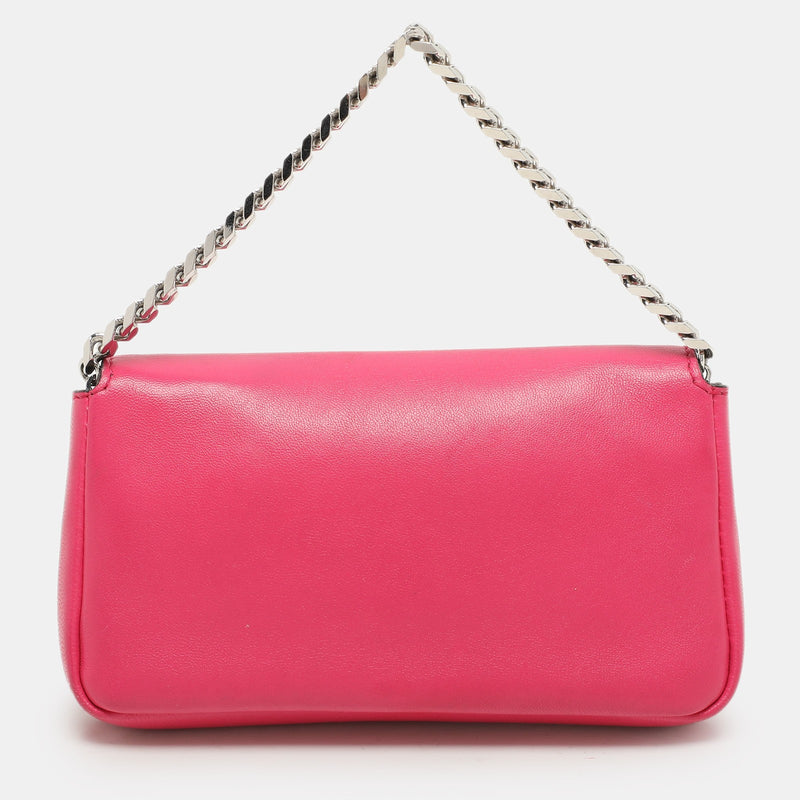 Fendi Pink Leather Micro Baguette Bag