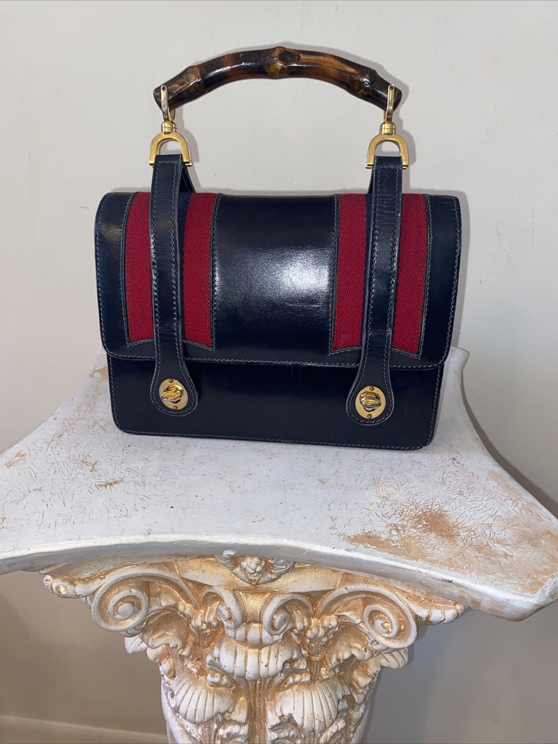 Rare Gucci Bamboo Web Lunch Box Handbag