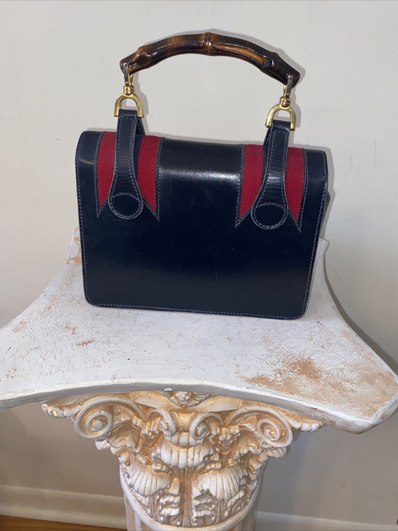 Rare Gucci Bamboo Web Lunch Box Handbag