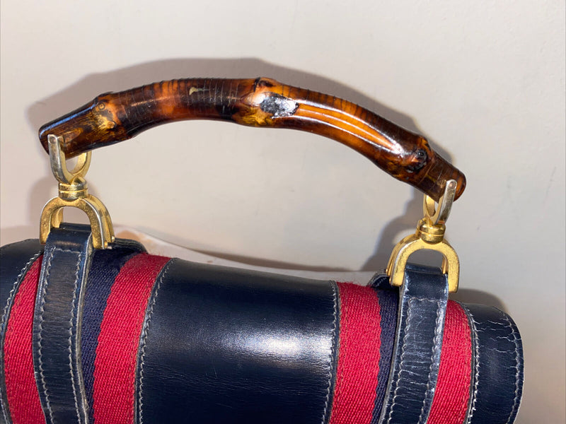 Rare Gucci Bamboo Web Lunch Box Handbag