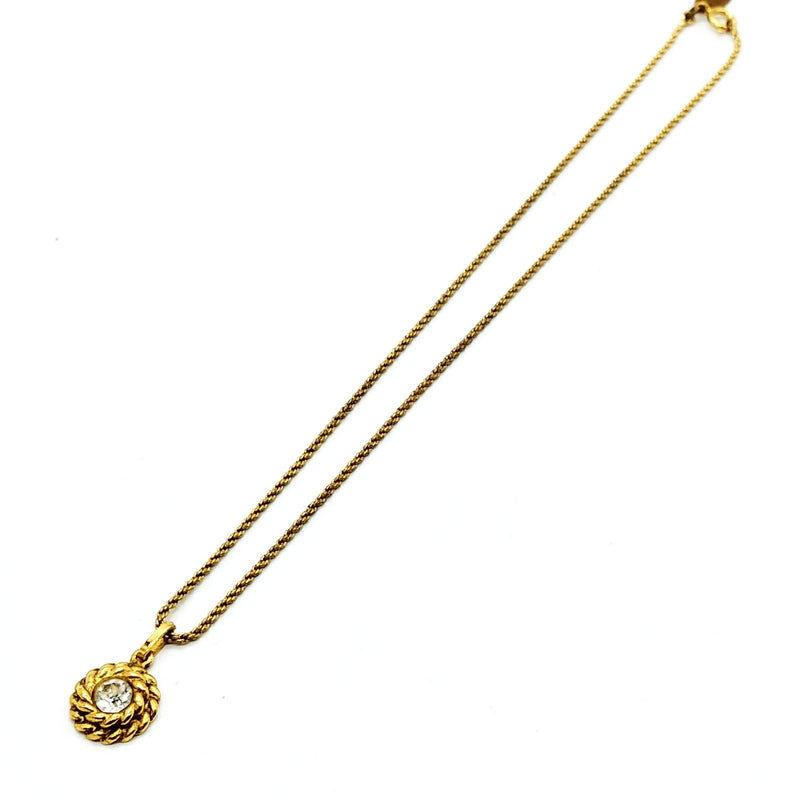 Chanel Pendant Necklace Gold Clear