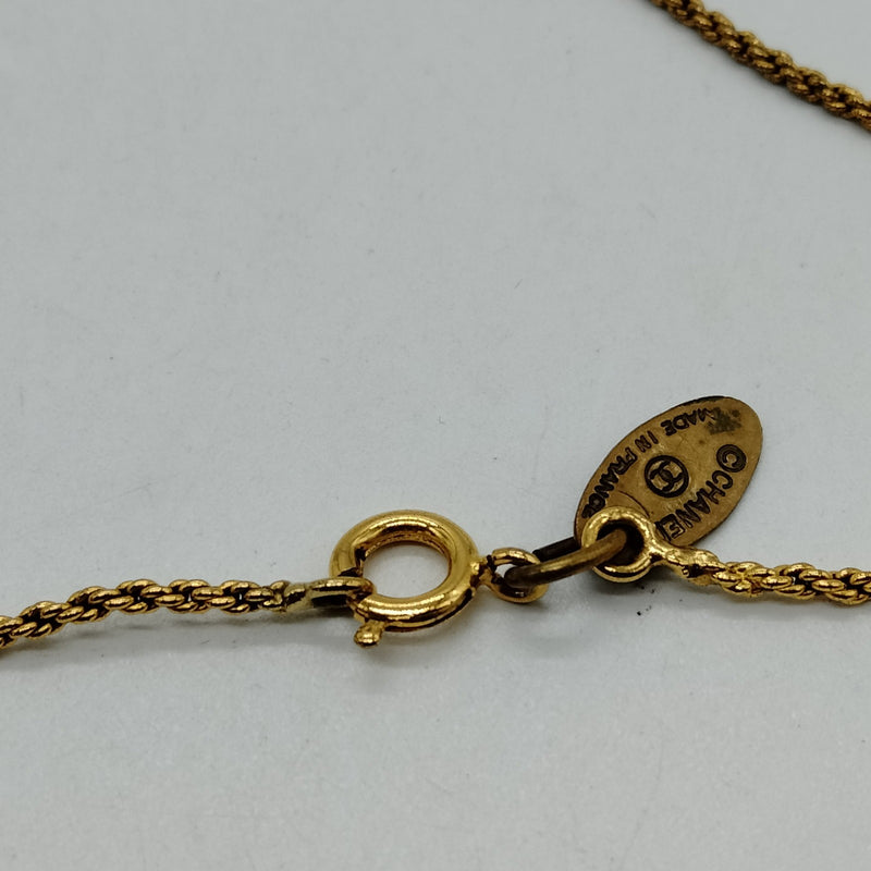 Chanel Pendant Necklace Gold Clear