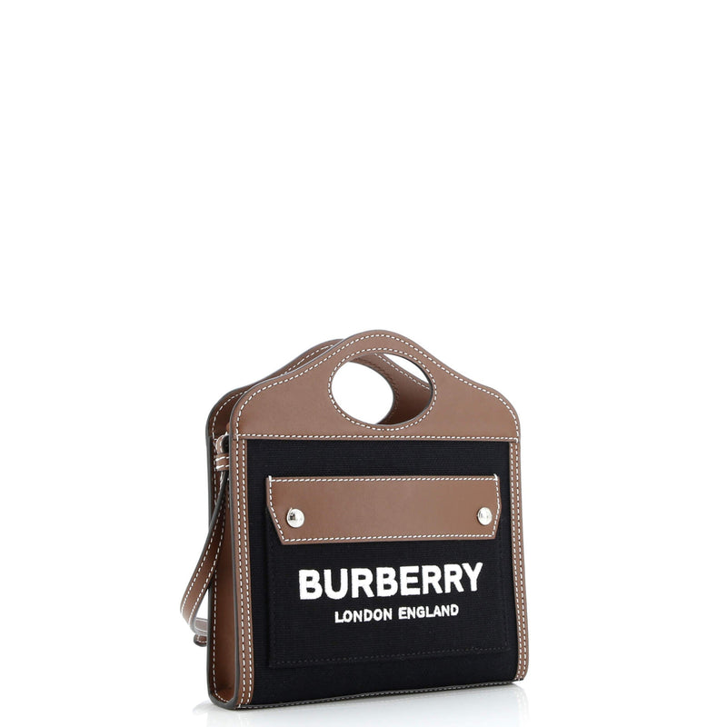 Burberry Logo Pocket Tote Canvas With