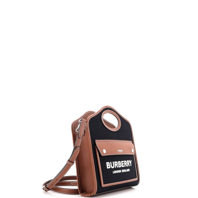 Burberry Logo Pocket Tote Canvas With