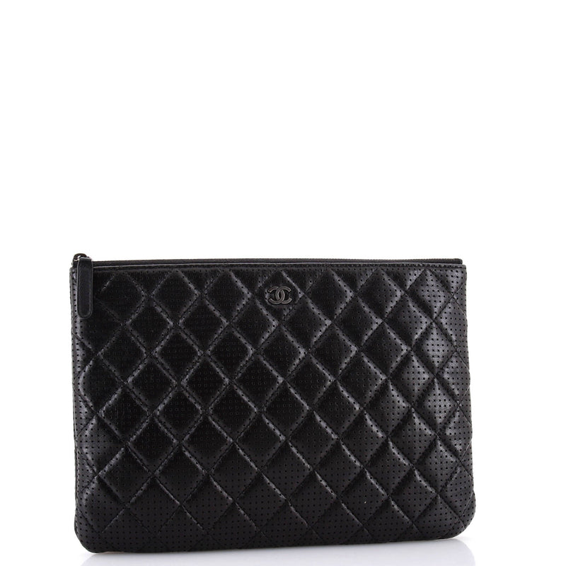 Chanel O Case Clutch Quilted Perforated