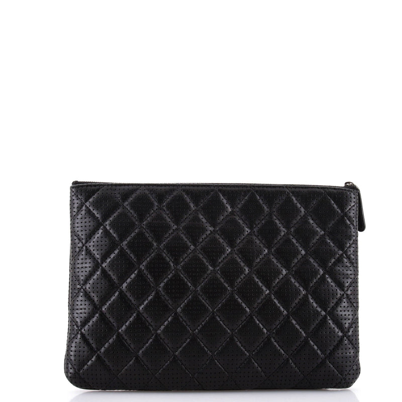 Chanel O Case Clutch Quilted Perforated