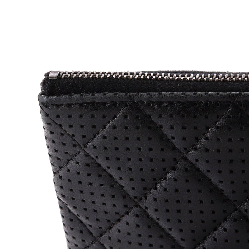Chanel O Case Clutch Quilted Perforated