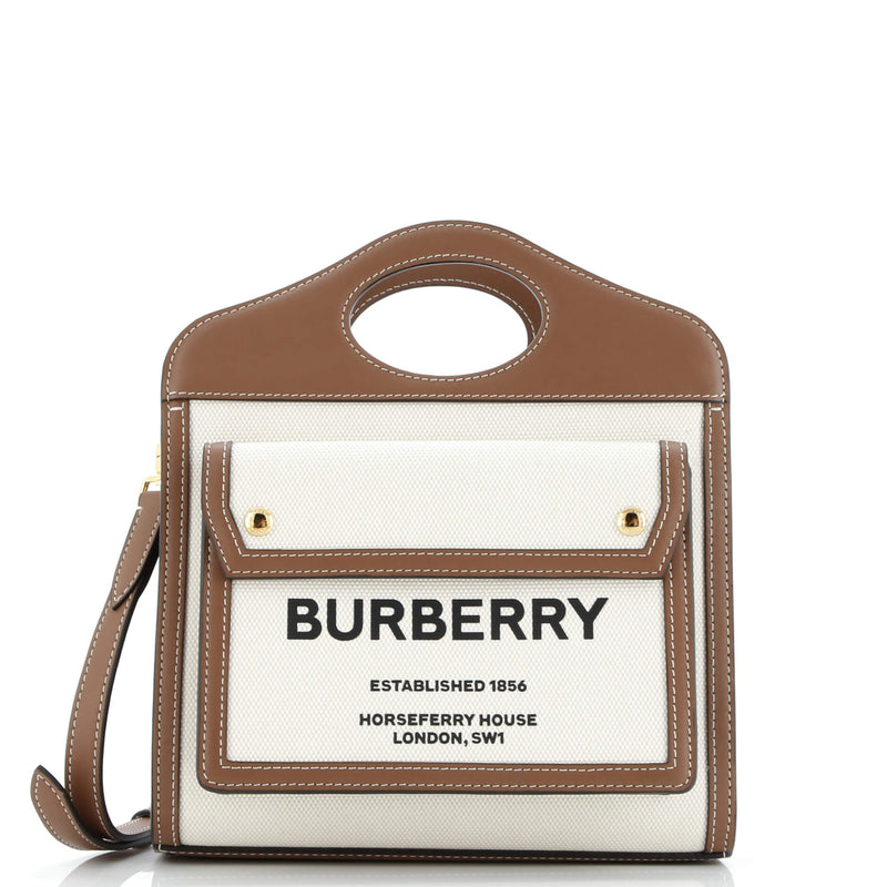 Burberry Logo Pocket Tote Canvas With