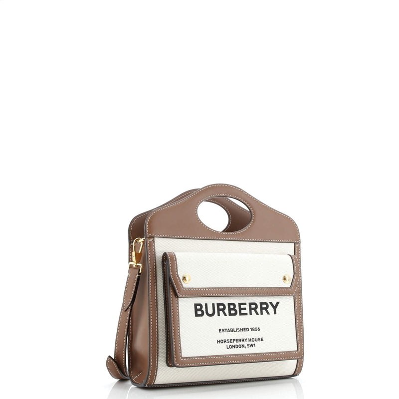 Burberry Logo Pocket Tote Canvas With