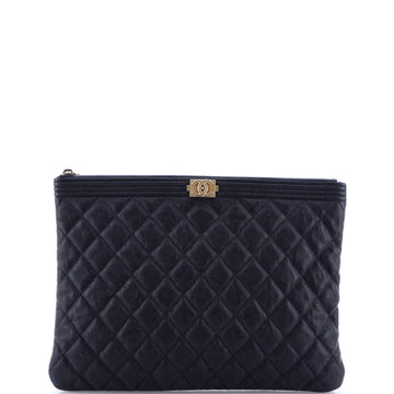 Chanel Boy O Case Clutch Quilted Caviar
