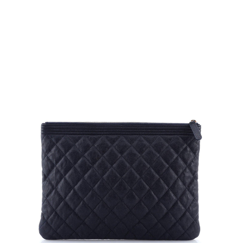 Chanel Boy O Case Clutch Quilted Caviar