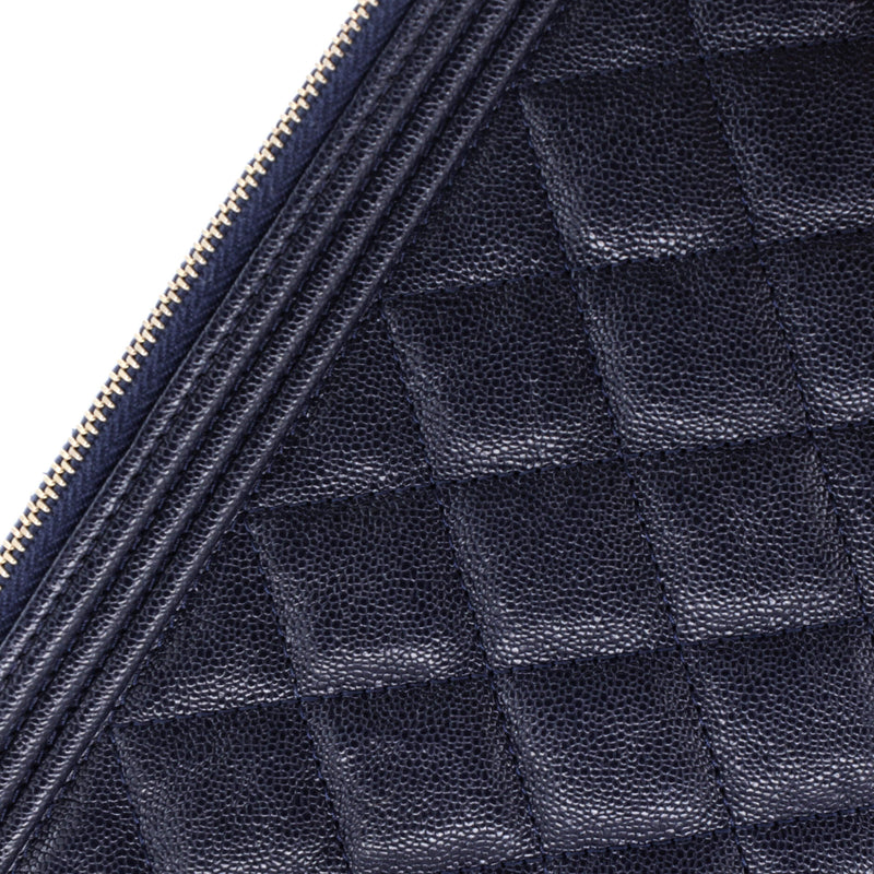 Chanel Boy O Case Clutch Quilted Caviar